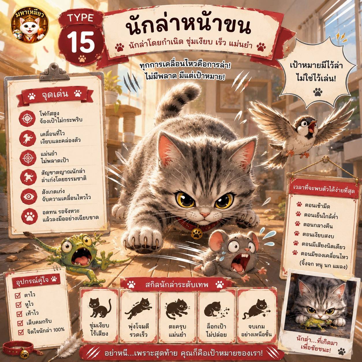 ไทป์ นักล่าหน้าขน — การ์ดบุคลิกแมว mahameow