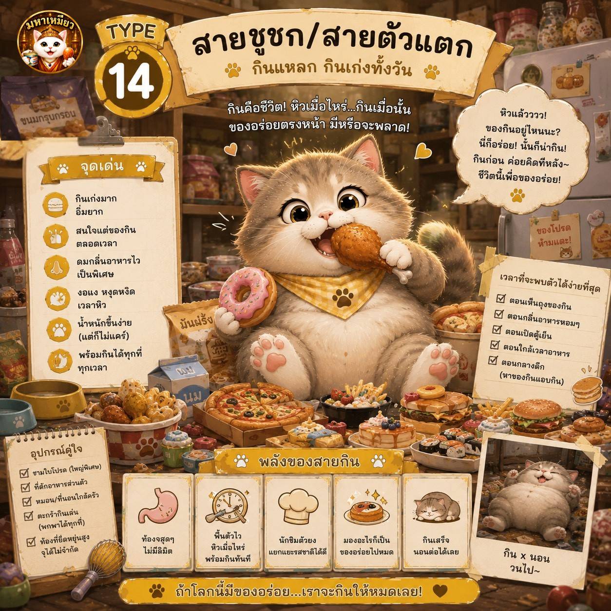 ไทป์ สายชูชก/สายตัวแตก — การ์ดบุคลิกแมว mahameow