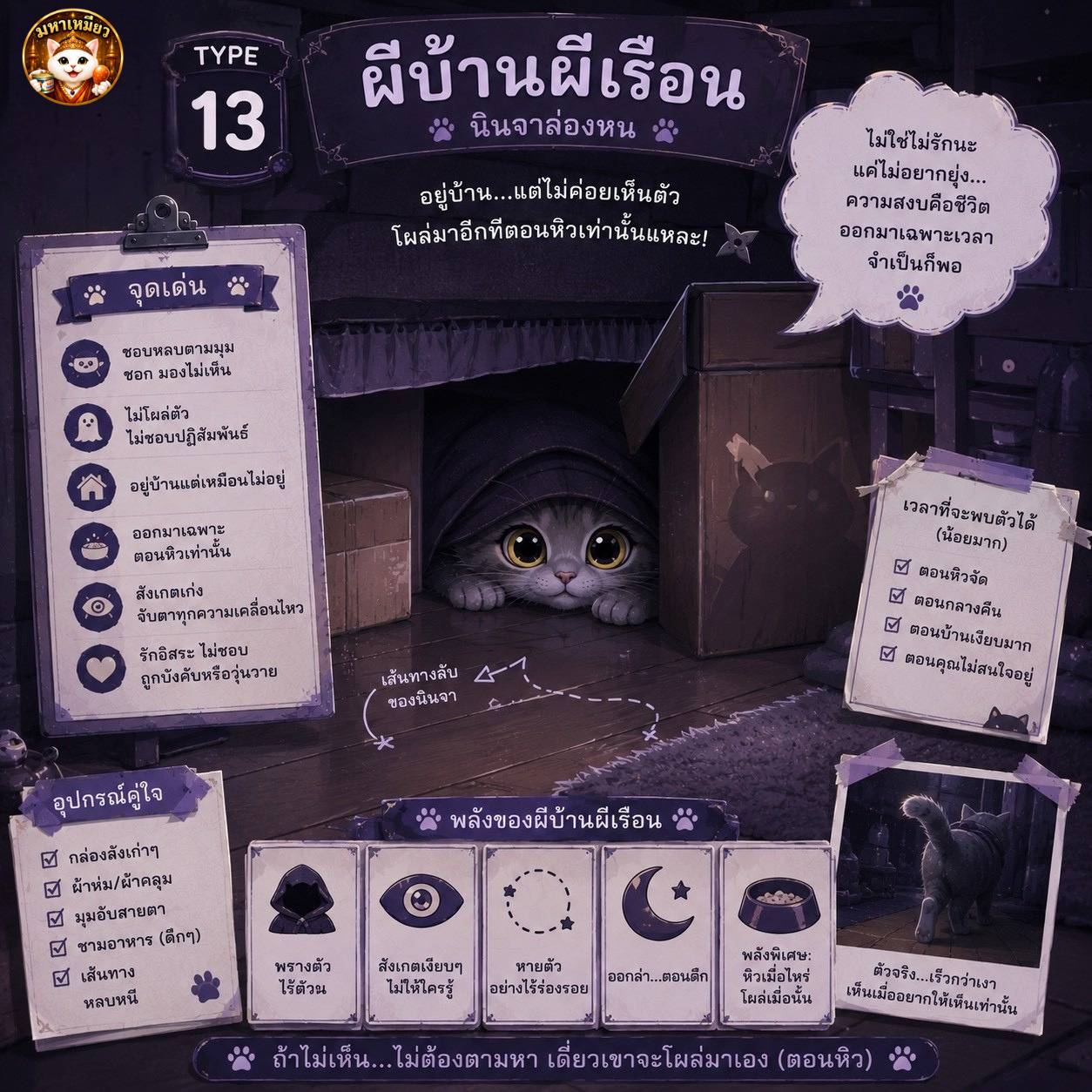 ไทป์ ผีบ้านผีเรือน — การ์ดบุคลิกแมว mahameow