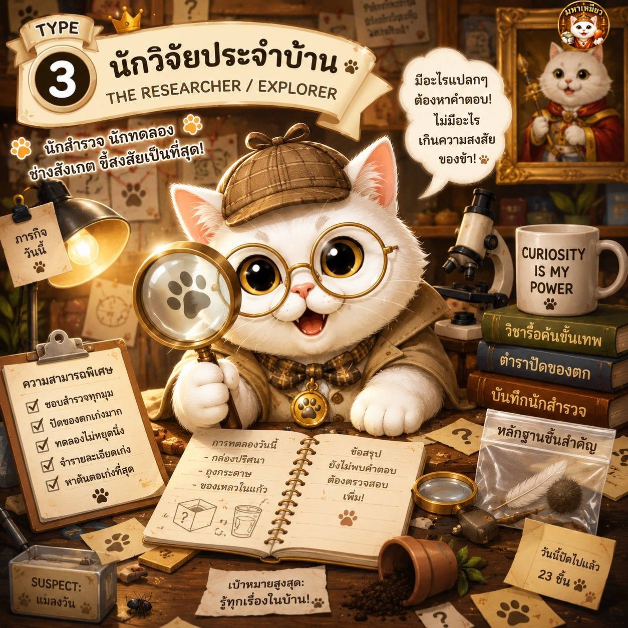ไทป์ นักวิจัยประจำบ้าน — การ์ดบุคลิกแมว mahameow