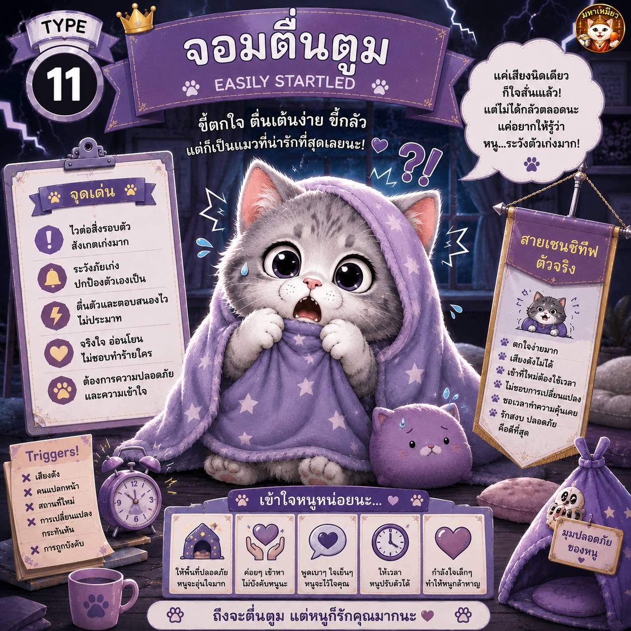 ไทป์ จอมตื่นตูม — การ์ดบุคลิกแมว mahameow